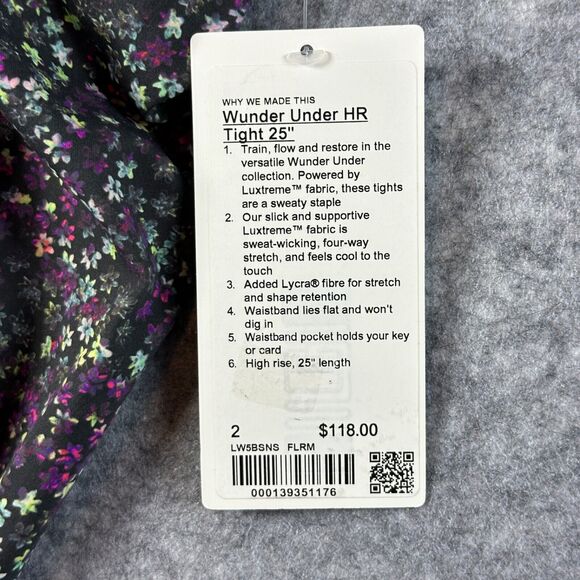 Lululemon Wunder Under HR Tight 25" FLRM Floral Black Size 2 - Picture 9 of 9